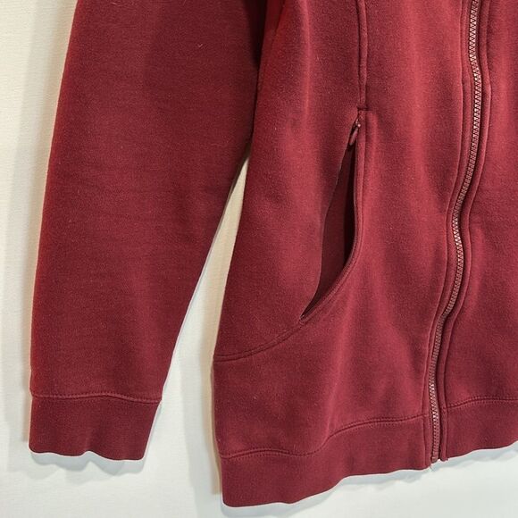 686 Long Zip Hoodie Womens Size Small Solid Maroon Fleece Extended Hooded Jacket - Picture 4 of 12